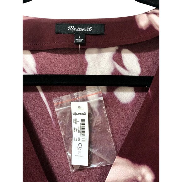 Madewell V-Neck Cuff-Sleeve Maxi Dress in Floral Bordeaux Size 2 NWT - Picture 7 of 11
